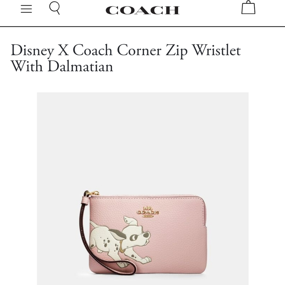 Coach Disney Dalmation Corner Zip Wristlet
